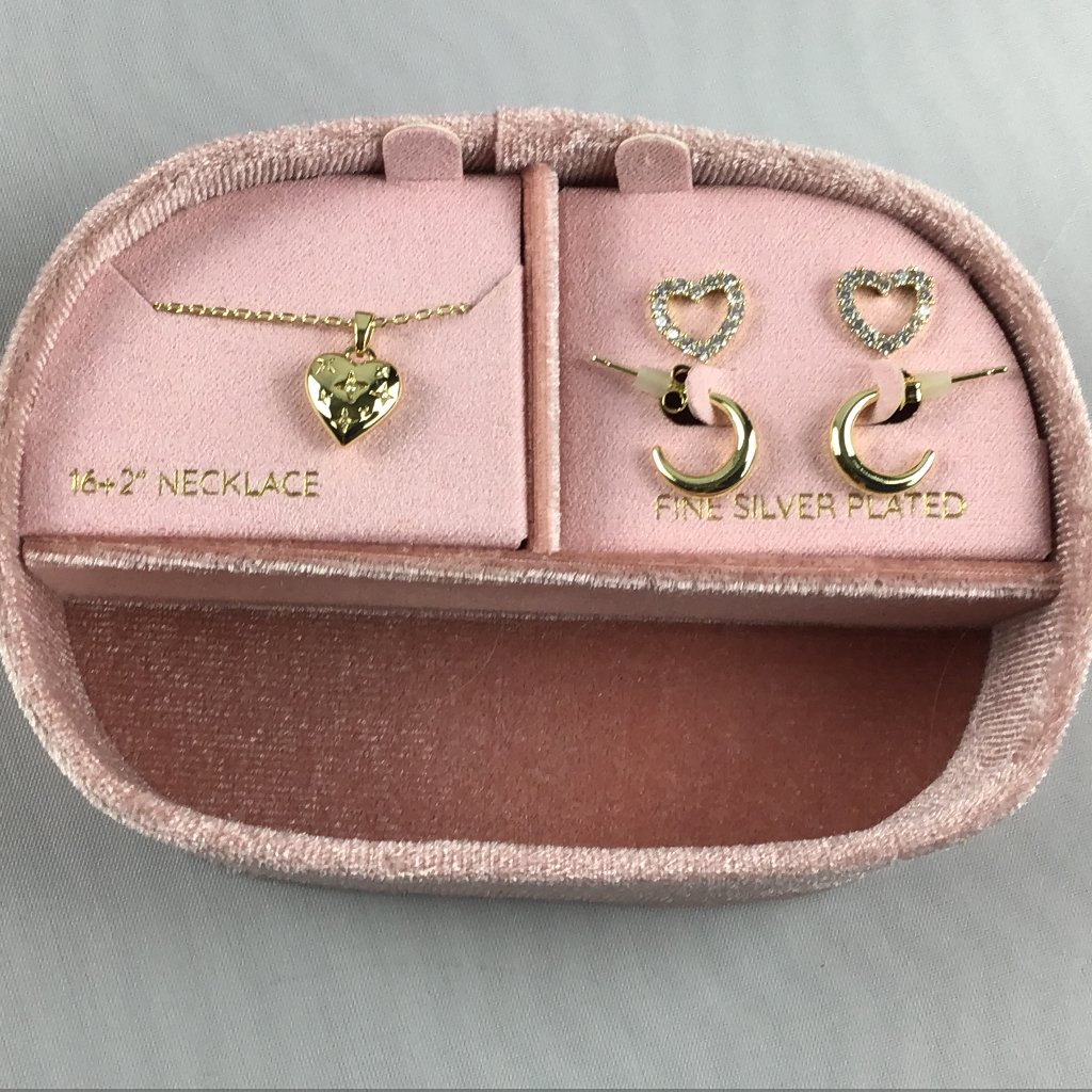 Fine Silver Plated Golden Tone Necklace And Earrings Set Msrp $50